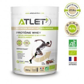 ATLET PROTEINE WHEY CACAO 450G (sans sucre)